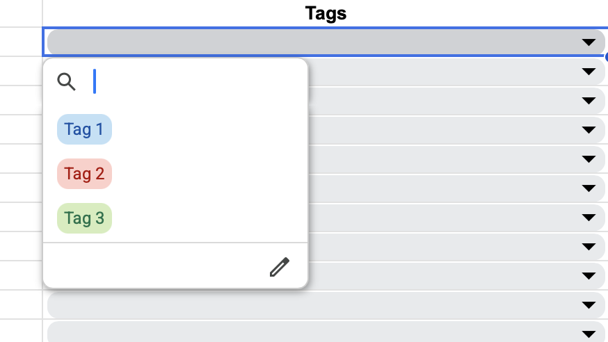 Designated Tags Dropdown